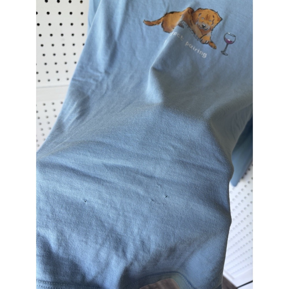 Life Is Good Crusher Tee V Neck Women's M Long SLV Dog Wine Perfect Pairing - Picture 4 of 6